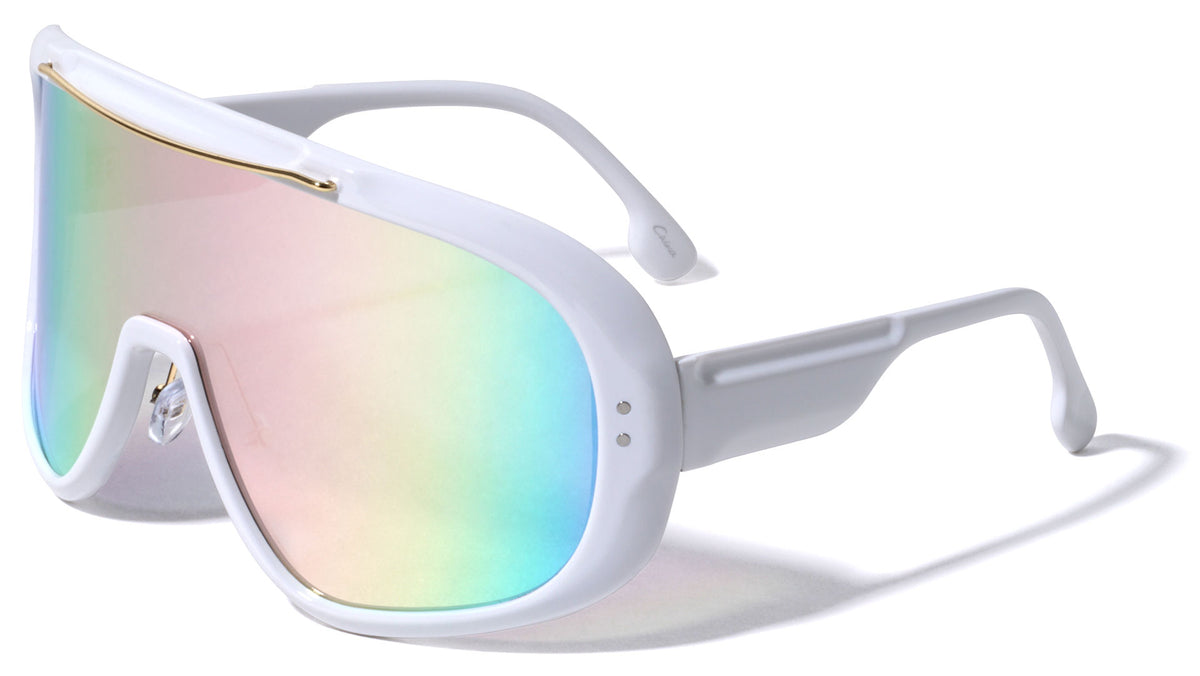 Oversized Color Mirror Shield Wholesale Sunglasses