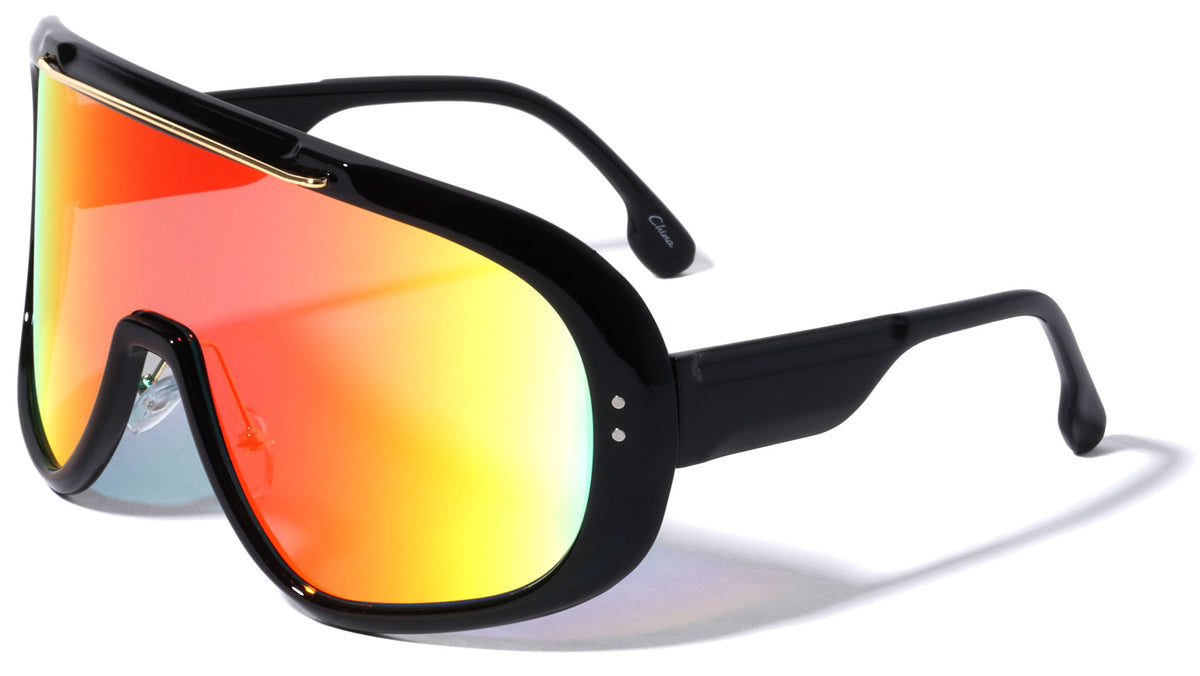 Oversized Color Mirror Shield Wholesale Sunglasses