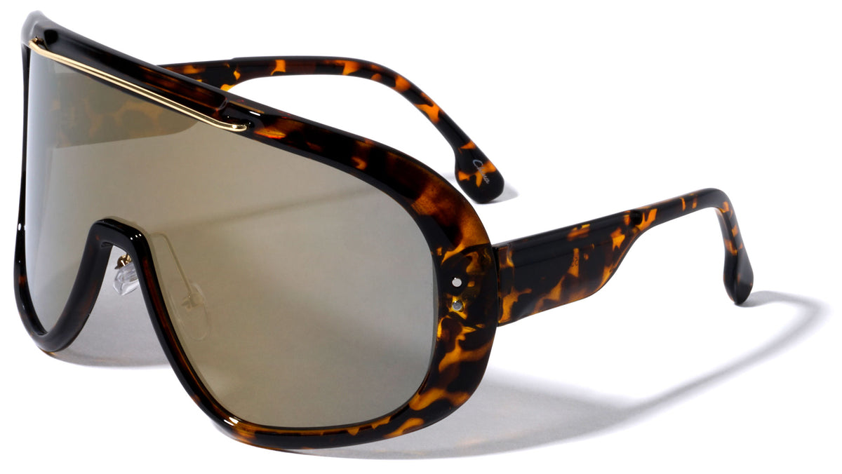 Oversized Color Mirror Shield Wholesale Sunglasses