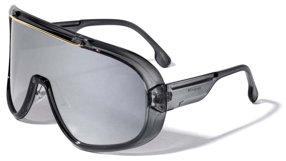 Oversized Color Mirror Shield Wholesale Sunglasses