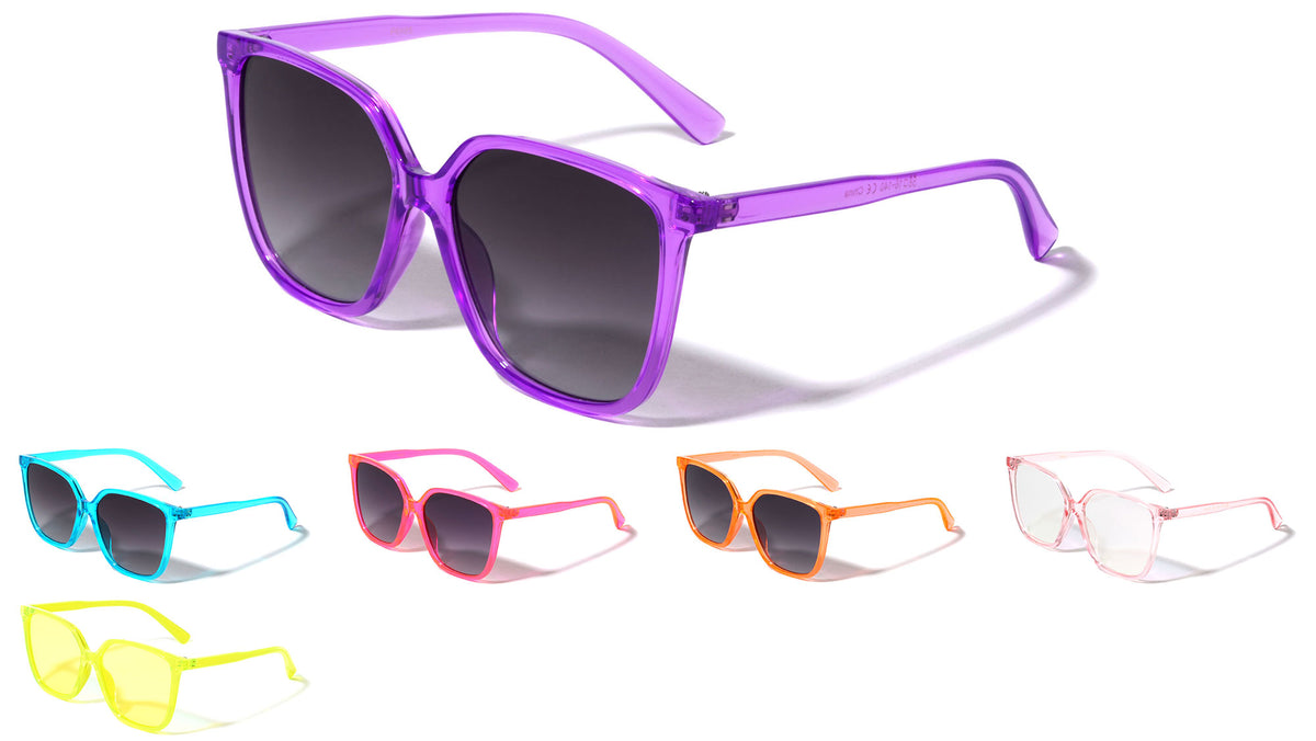 Crystal Color Thin Frame Plastic Cat Eye Fashion Wholesale Sunglasses