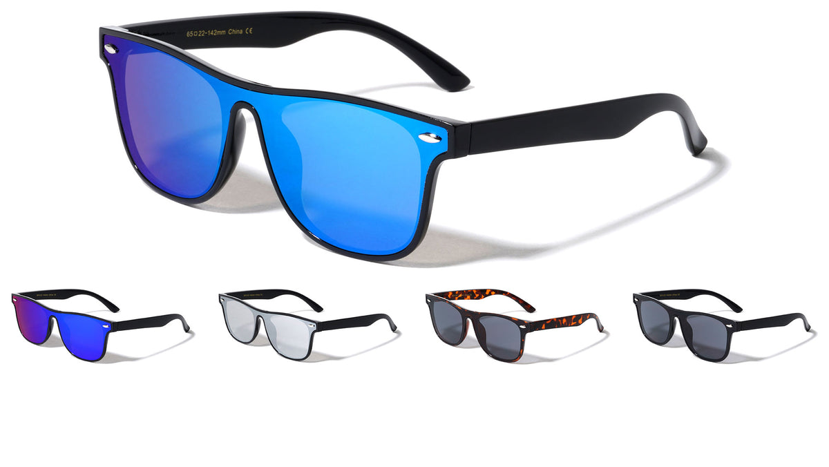 Horned One Piece Shield Retro Wholesale Sunglasses