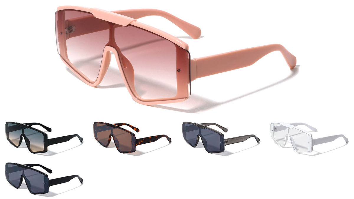 Semi Rimless One Piece Shield Lens Fashion Wholesale Sunglasses