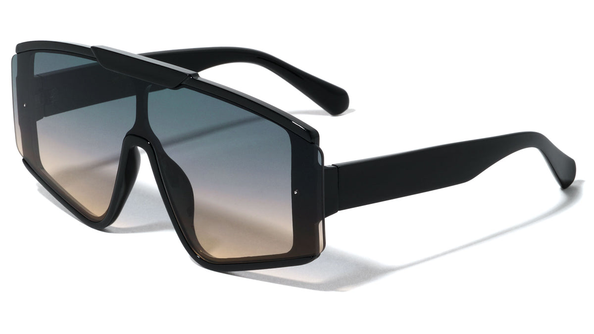 Semi Rimless One Piece Shield Lens Fashion Wholesale Sunglasses