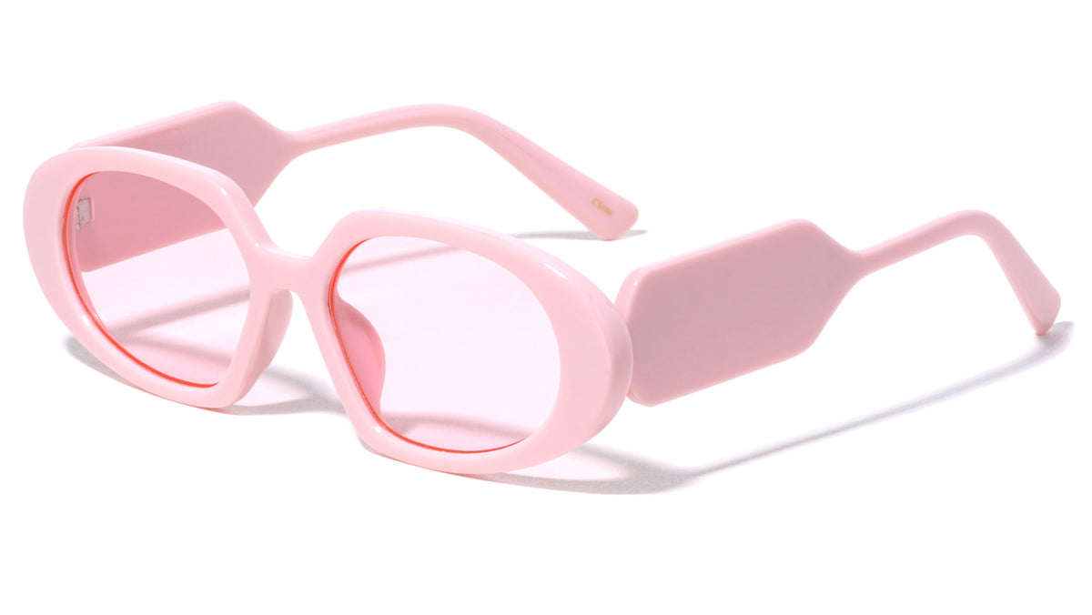 Tapered Thick Temple Wide Semi Oval Wholesale Sunglasses