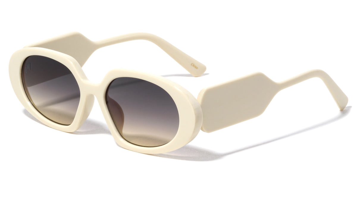 Tapered Thick Temple Wide Semi Oval Wholesale Sunglasses