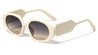 Tapered Thick Temple Wide Semi Oval Wholesale Sunglasses
