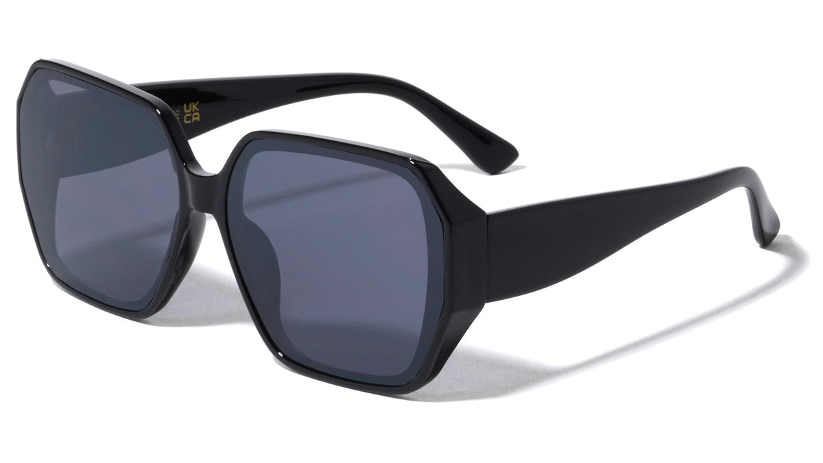 Side Lens Frame Shield Tapered Temple Geometric Wholesale Sunglasses