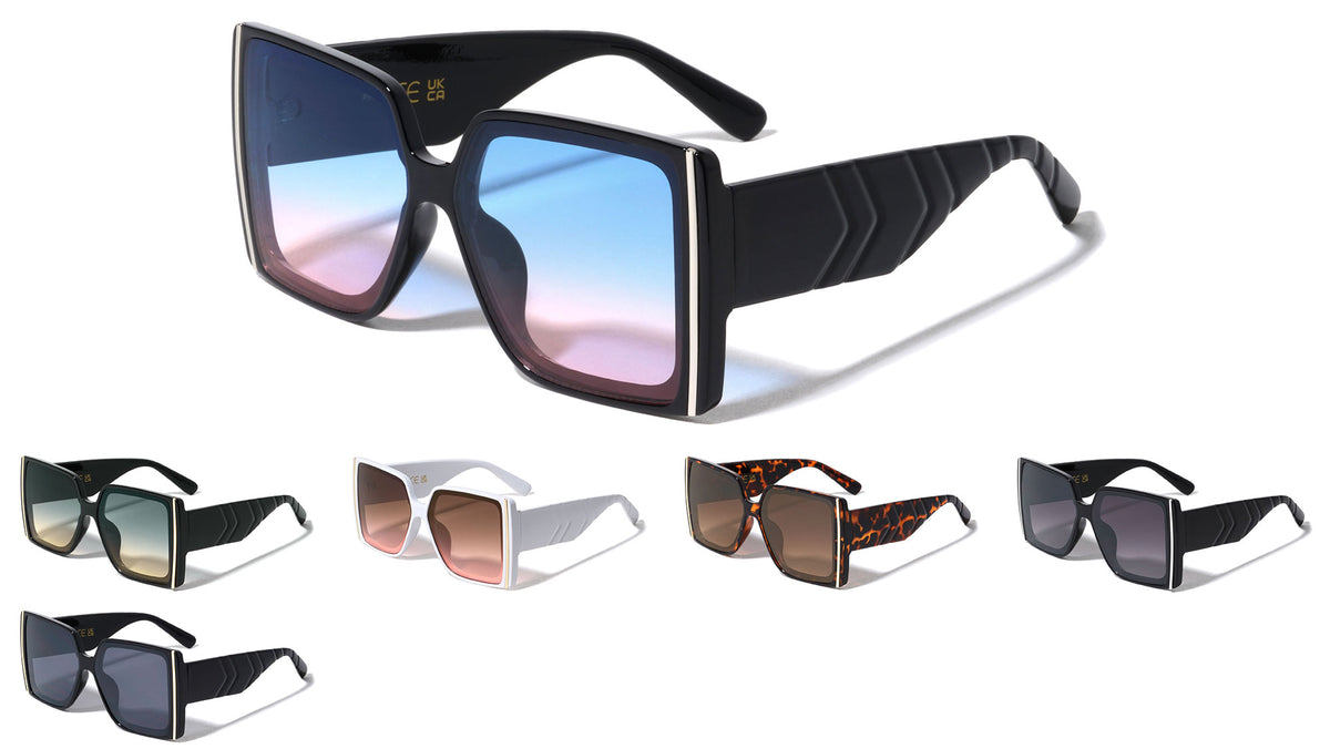 Side Metal Bar Arrow Temple Pattern Oversized Butterfly Wholesale Sunglasses