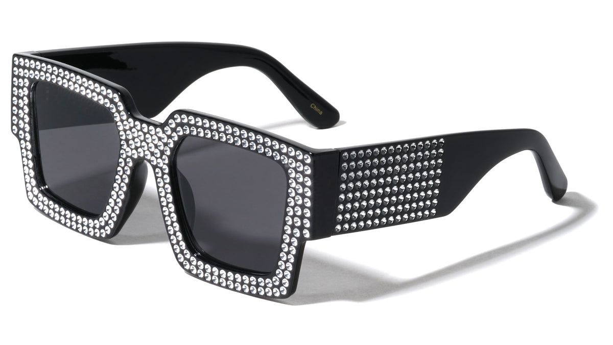 Faux Rhinestone Oversized Square Wholesale Sunglasses