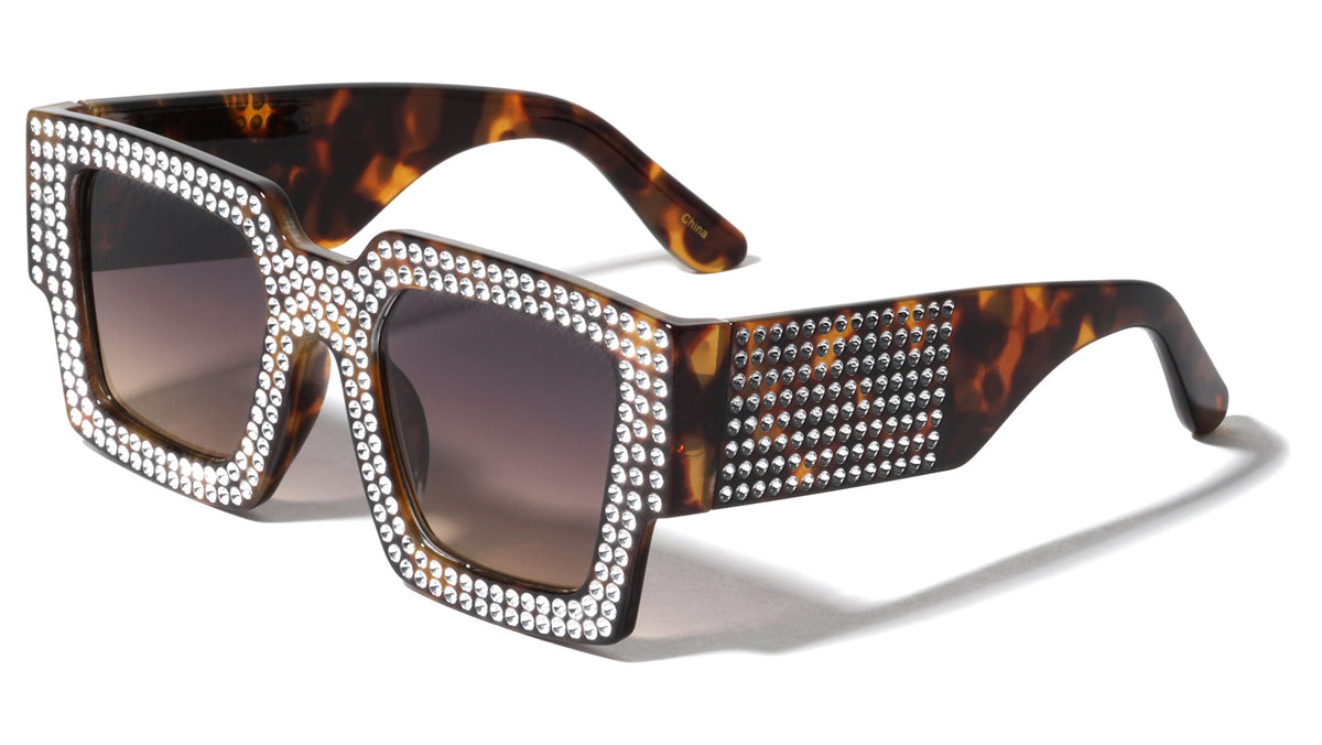 Faux Rhinestone Oversized Square Wholesale Sunglasses