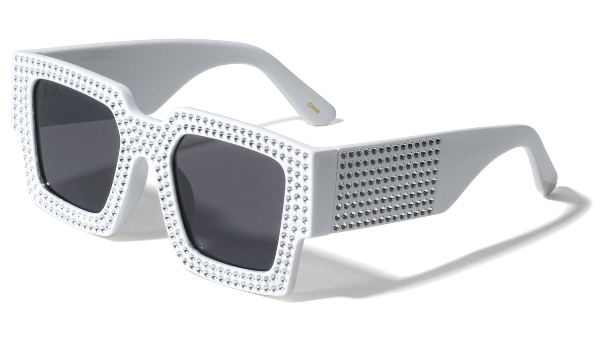 Faux Rhinestone Oversized Square Wholesale Sunglasses