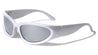 Chrome Color Frame Oval Wrap Around Wholesale Sunglasses