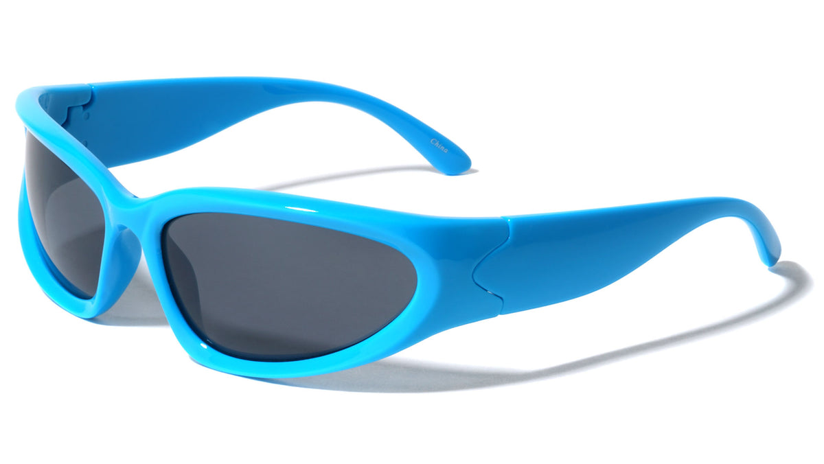 Neon Color Frame Oval Wrap Around Wholesale Sunglasses