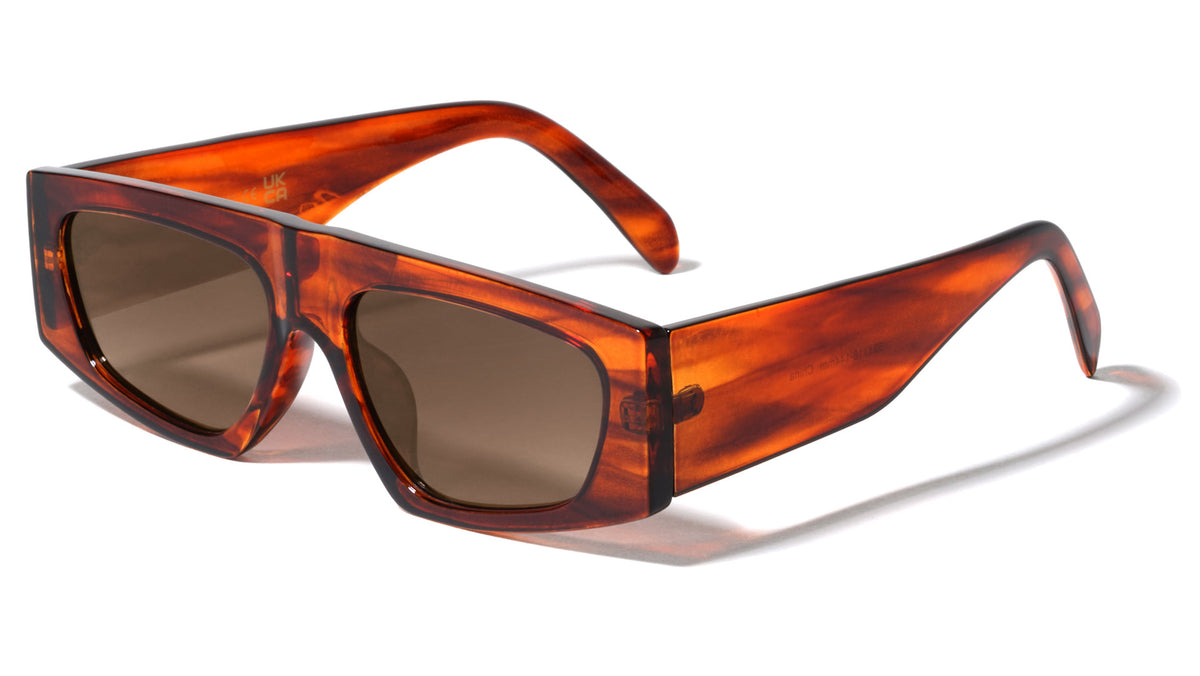 Flat Top Wide Temple Geometric Rectangle Wholesale Sunglasses