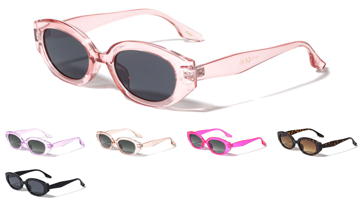 Crystal Color Frame Retro Oval Wholesale Sunglasses