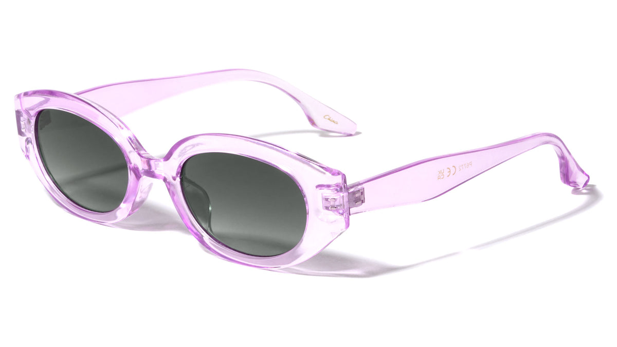 Crystal Color Frame Retro Oval Wholesale Sunglasses