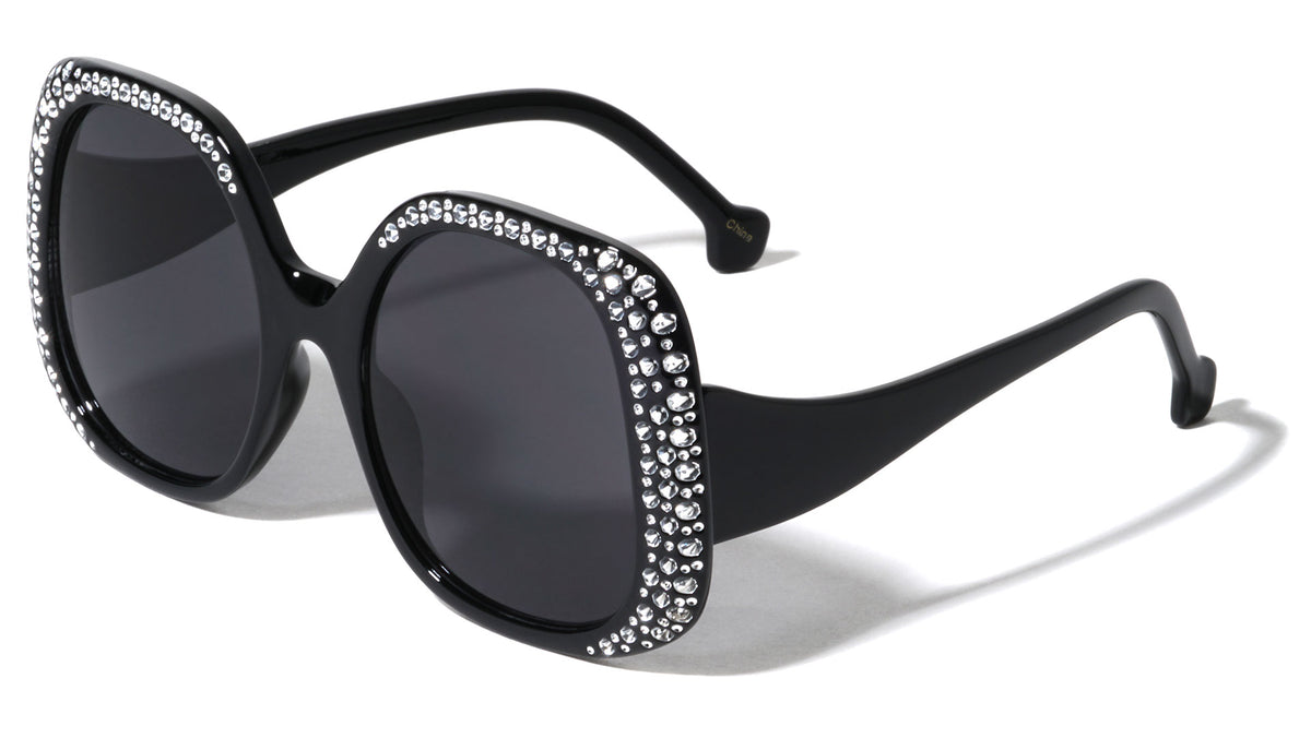 Oversized Faux Rhinestone Inverted Butterfly Wholesale Sunglasses