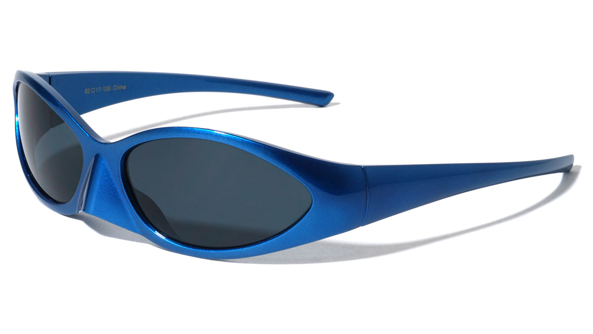 Futuristic Nose Shield Oval Lens Wrap Around Wholesale Sunglasses