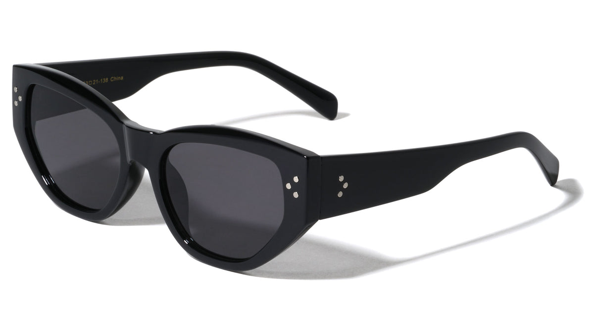 Crystal Color Three Dot Stud Retro Cat Eye Wholesale Sunglasses