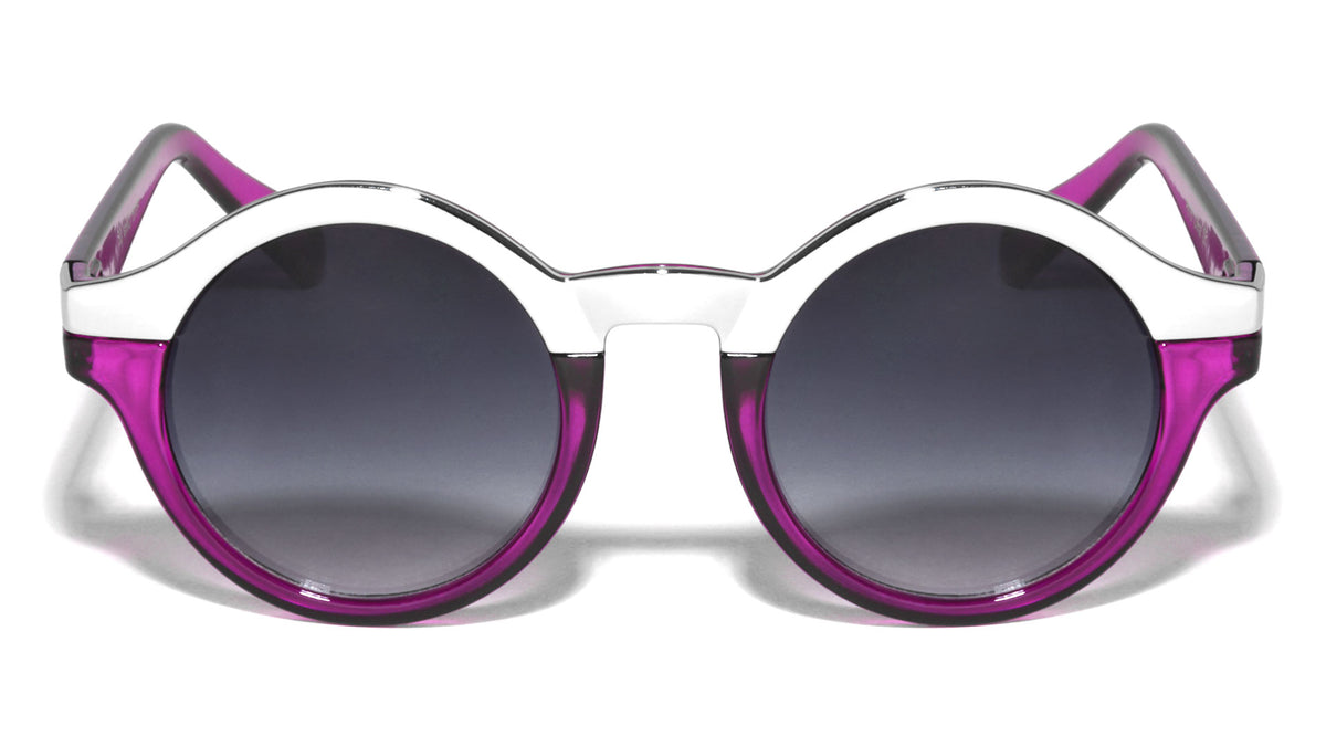 Solid Brow Line Retro Round  Wholesale Bulk Sunglasses