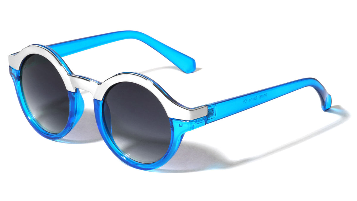 Solid Brow Line Retro Round  Wholesale Bulk Sunglasses