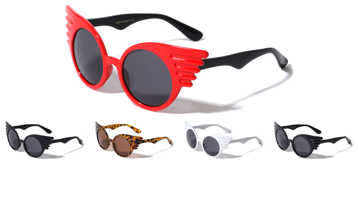 Round Retro Wing Cat Eye Wholesale Sunglasses