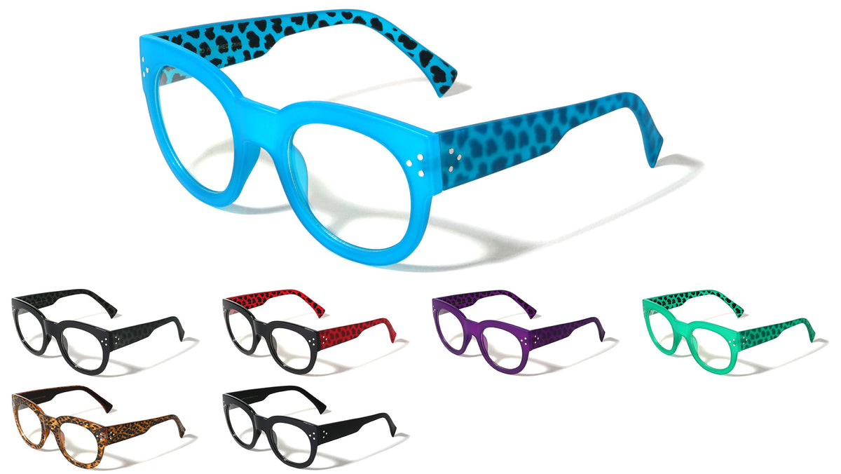 Retro Animal Pattern Clear Lens Wholesale Bulk Glasses