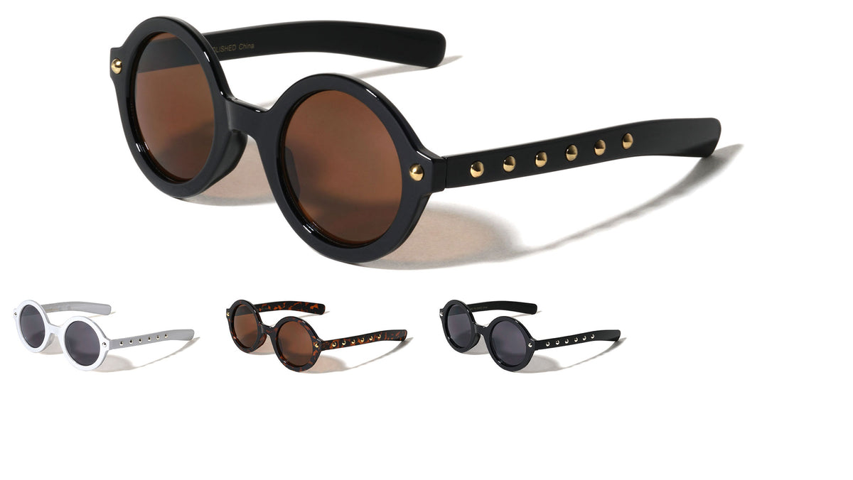Round Retro Studded Wholesale Bulk Sunglasses