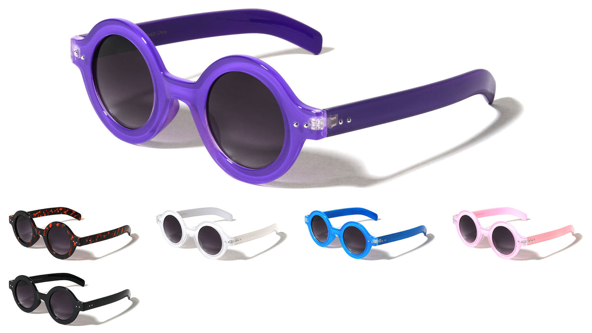 Crystal Color Frame Round Retro Wholesale Bulk Sunglasses