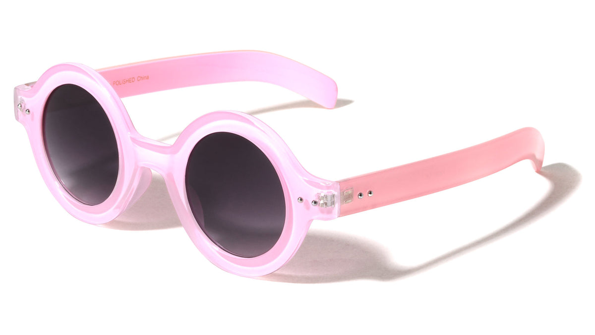 Crystal Color Frame Round Retro Wholesale Bulk Sunglasses