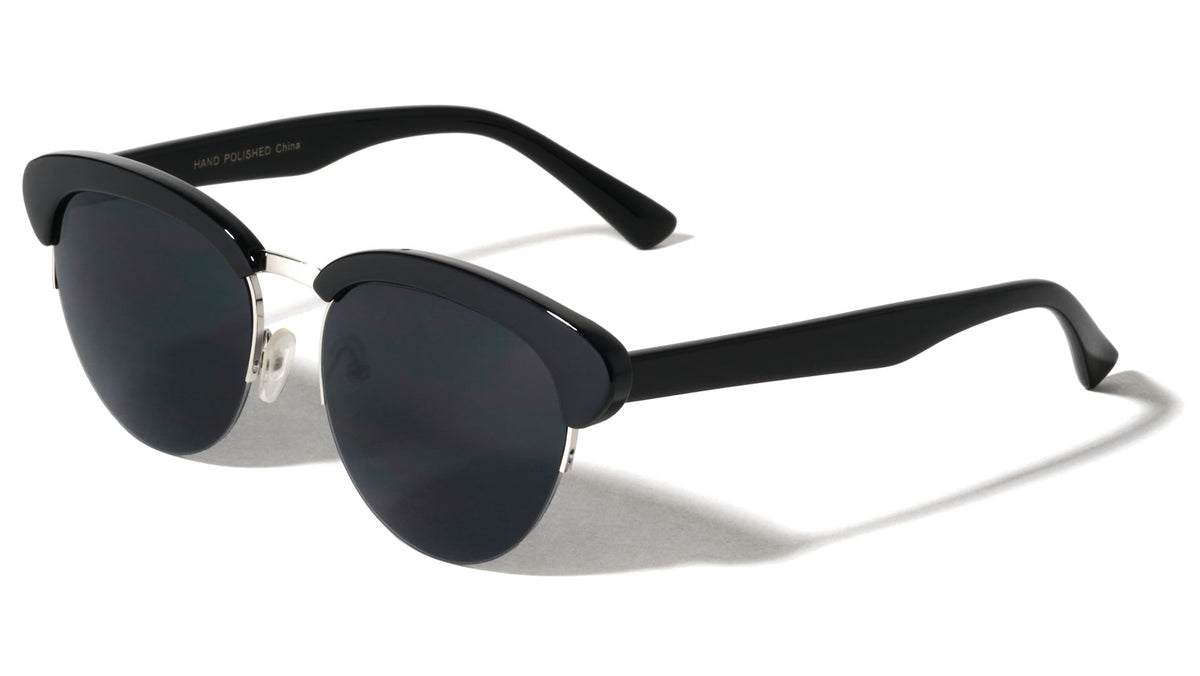 Semi Rimless Retro Rounded Brow Wholesale Bulk Sunglasses
