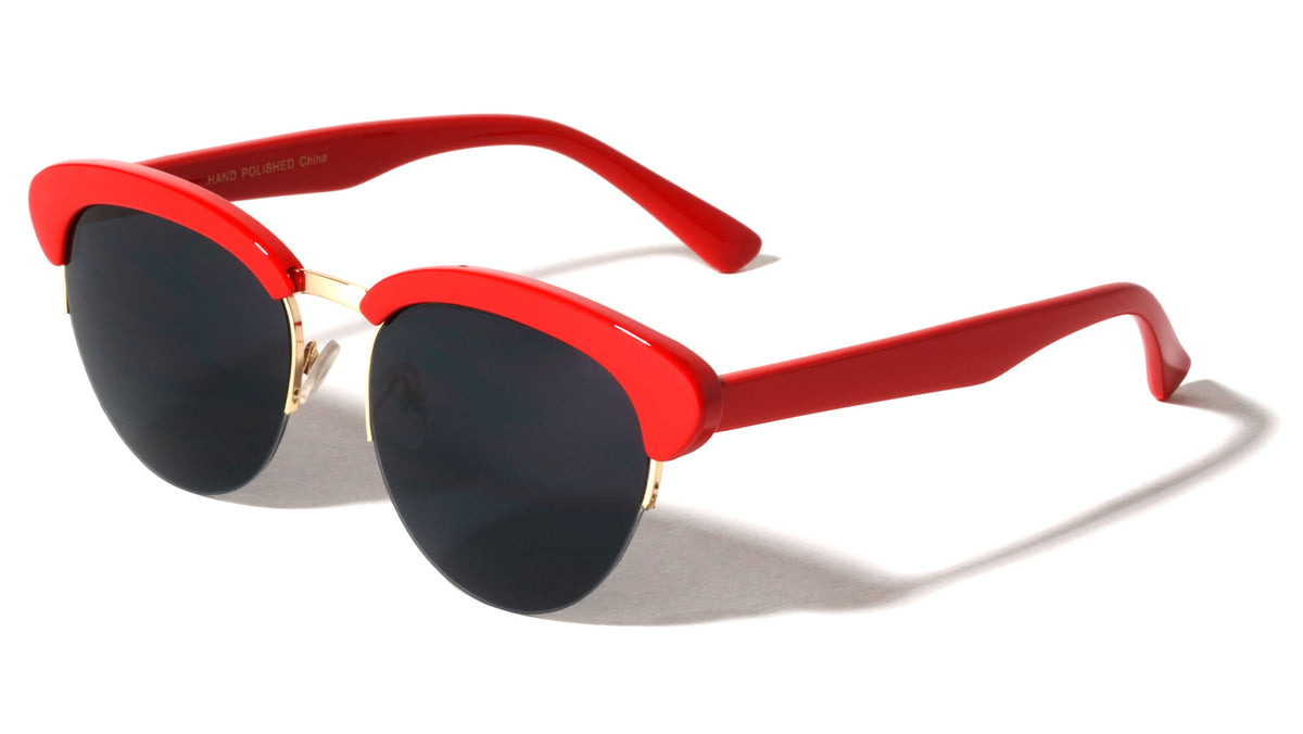 Semi Rimless Retro Rounded Brow Wholesale Bulk Sunglasses