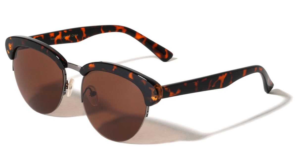 Semi Rimless Retro Rounded Brow Wholesale Bulk Sunglasses