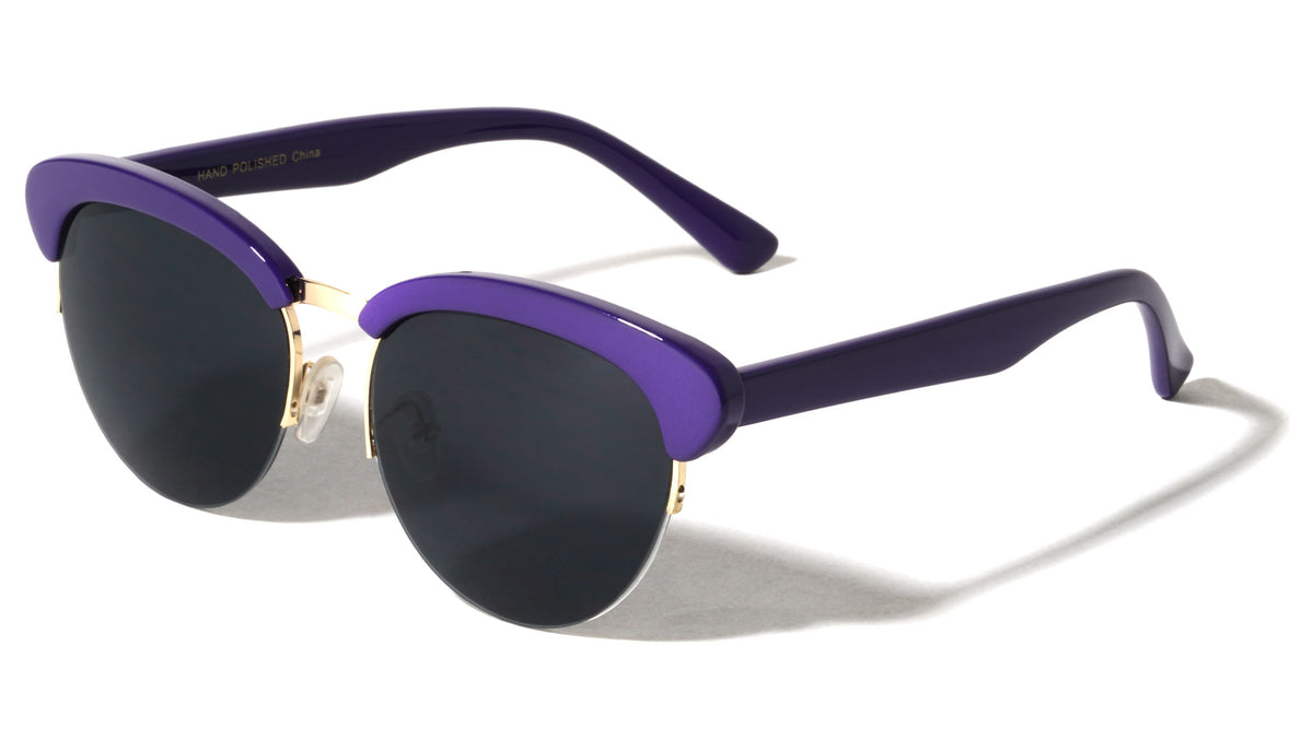 Semi Rimless Retro Rounded Brow Wholesale Bulk Sunglasses