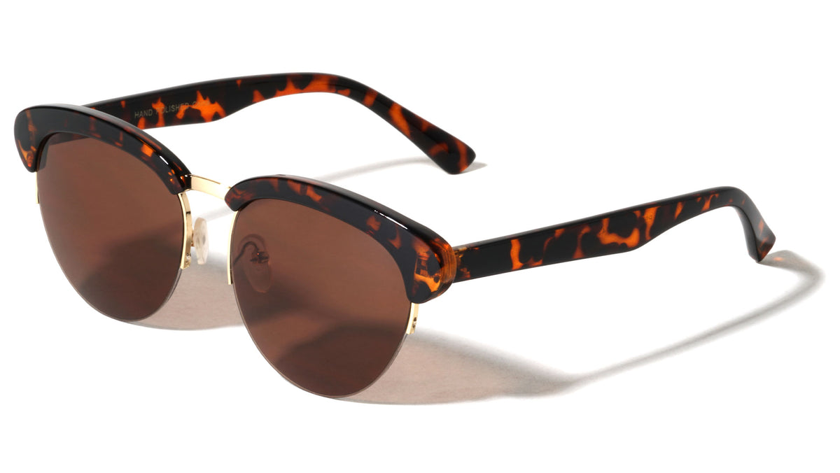 Semi Rimless Retro Rounded Brow Wholesale Bulk Sunglasses