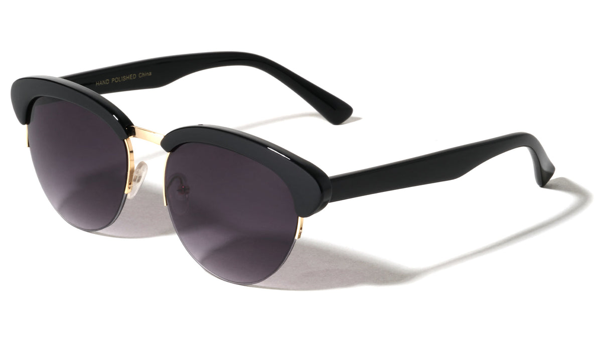 Semi Rimless Retro Rounded Brow Wholesale Bulk Sunglasses