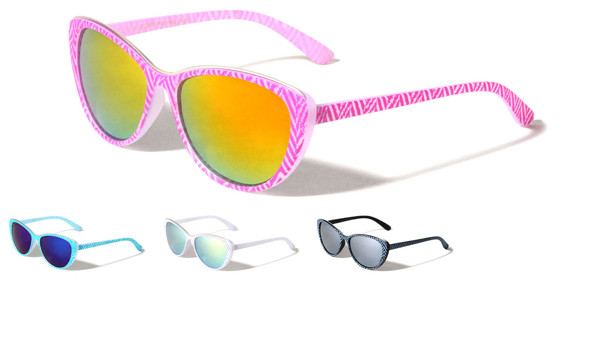 Zig Zag Cat Eye Color Mirror Wholesale Bulk Sunglasses