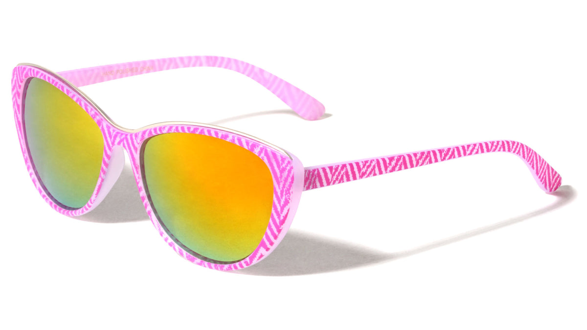 Zig Zag Cat Eye Color Mirror Wholesale Bulk Sunglasses