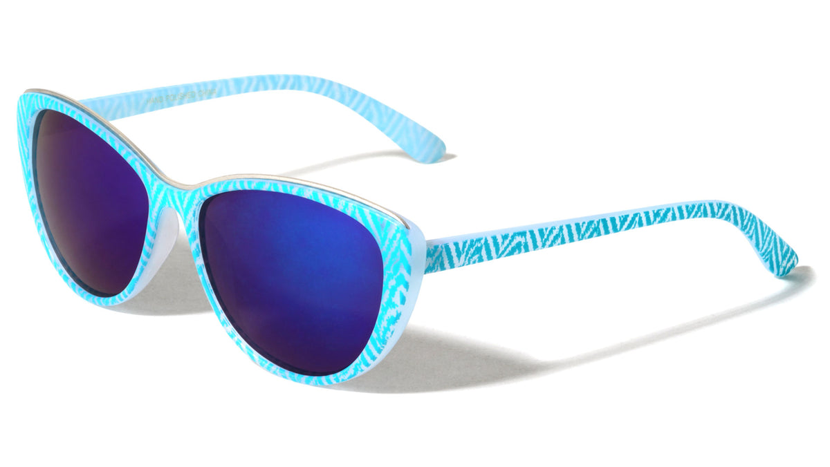 Zig Zag Cat Eye Color Mirror Wholesale Bulk Sunglasses