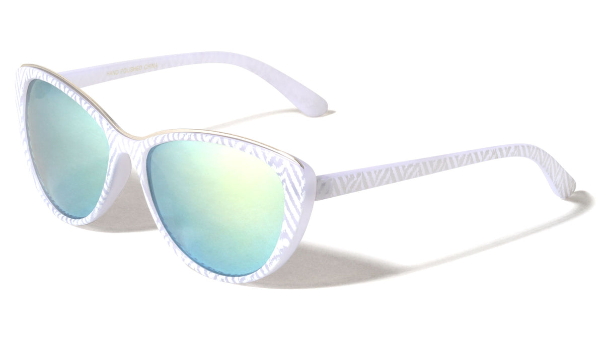 Zig Zag Cat Eye Color Mirror Wholesale Bulk Sunglasses