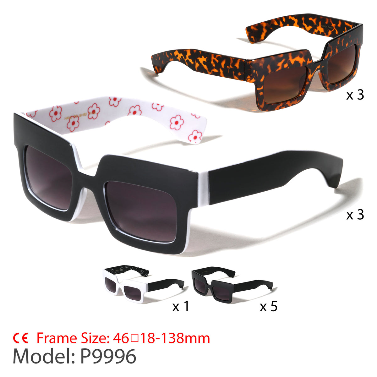 Wide Top Frame Fashion Squared Wholesale Sunglasses