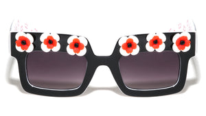 Squared Flower Accent Wholesale Sunglasses
