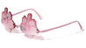 Novelty Rimless Frosted Lens Flower Shape Party Wholesale Sunglasses