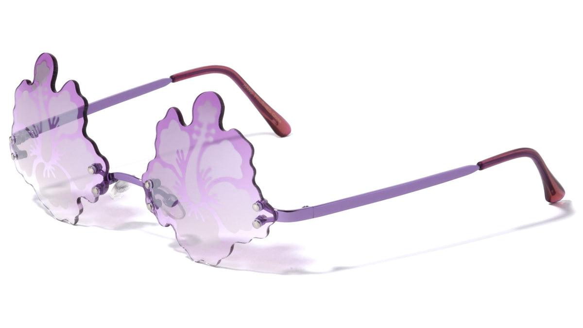 Novelty Rimless Frosted Lens Flower Shape Party Wholesale Sunglasses