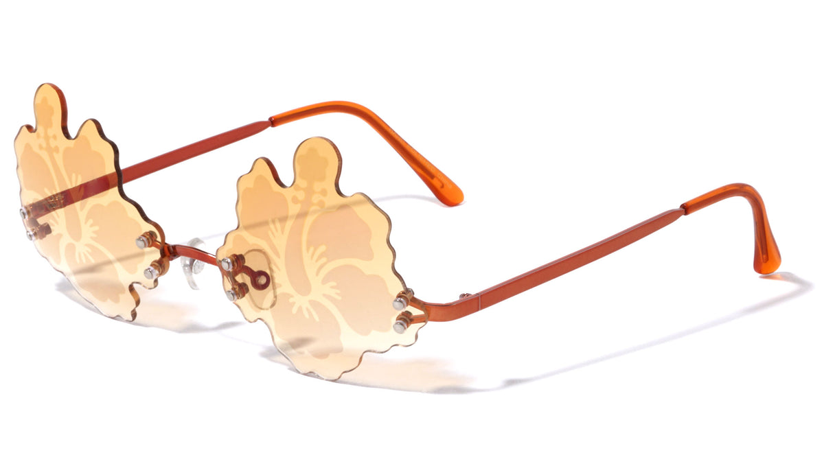 Novelty Rimless Frosted Lens Flower Shape Party Wholesale Sunglasses