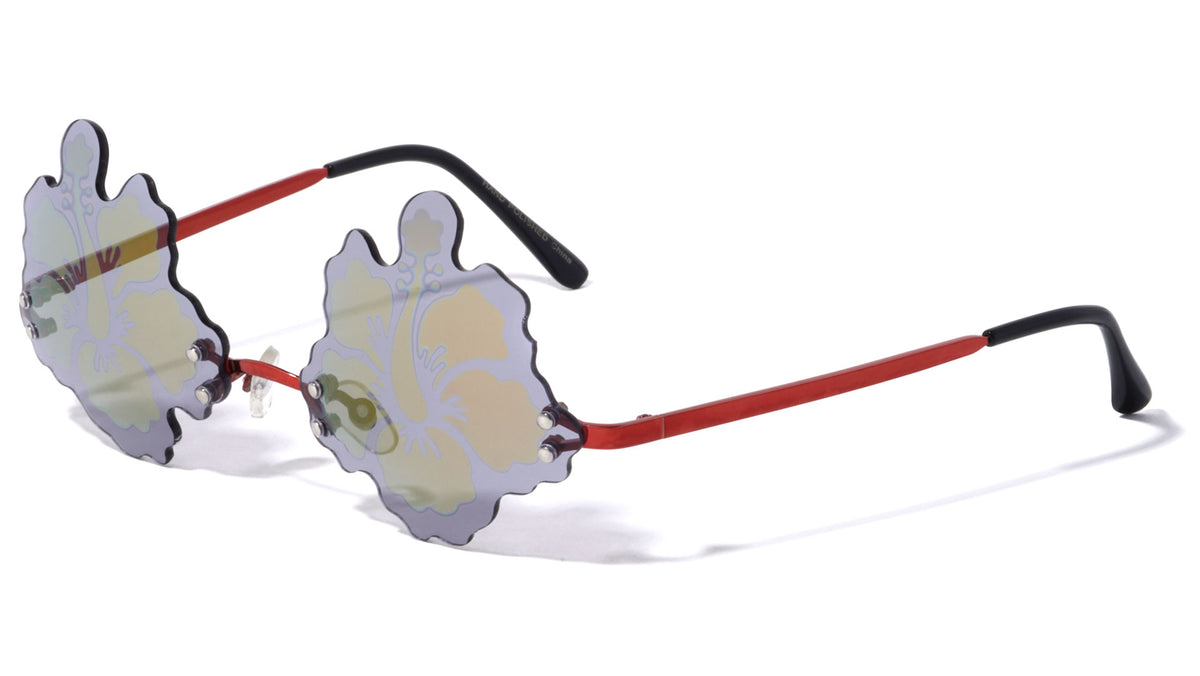 Novelty Rimless Frosted Lens Flower Shape Party Wholesale Sunglasses