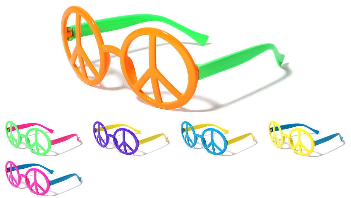 Peace Sign Neon Color Party Wholesale Sunglasses