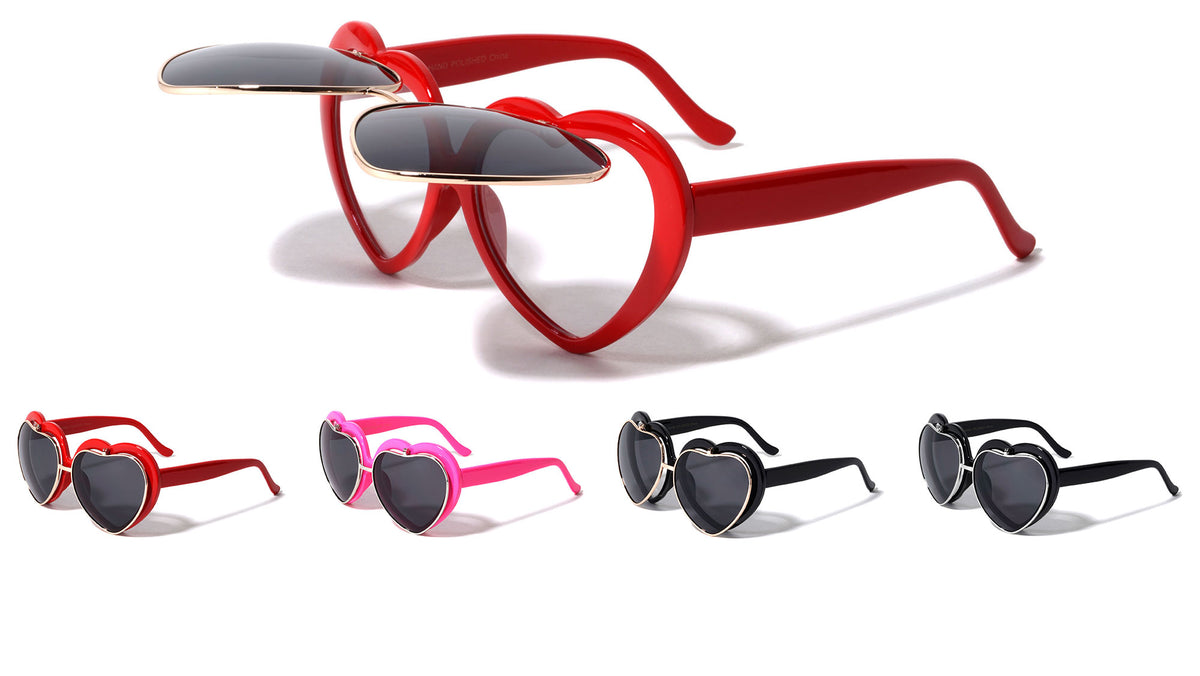 Heart Shape Party Flip Up Frame Wholesale Sunglasses