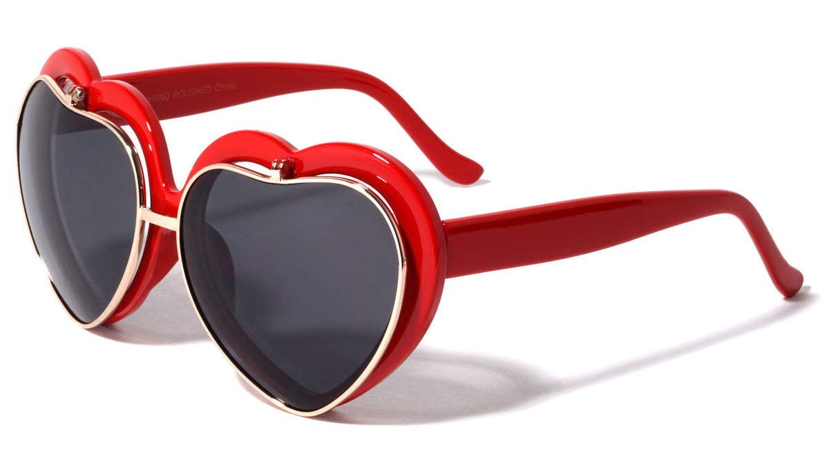 Heart Shape Party Flip Up Frame Wholesale Sunglasses
